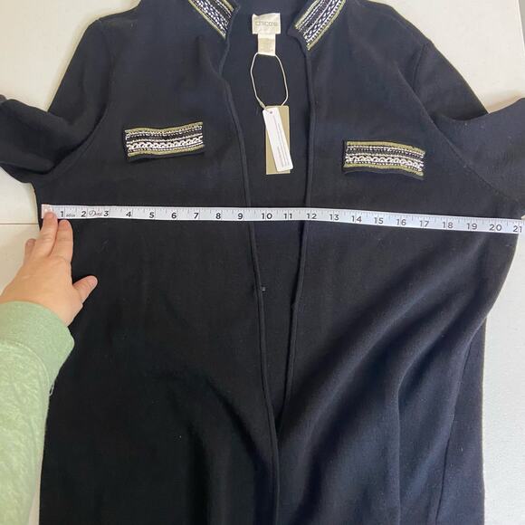 Chico's Embellished Open Cardigan Women's Large Military Career Chic Office NWT - Picture 10 of 12